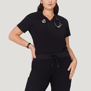 3X Black Mandala One Pocket Scrub Top